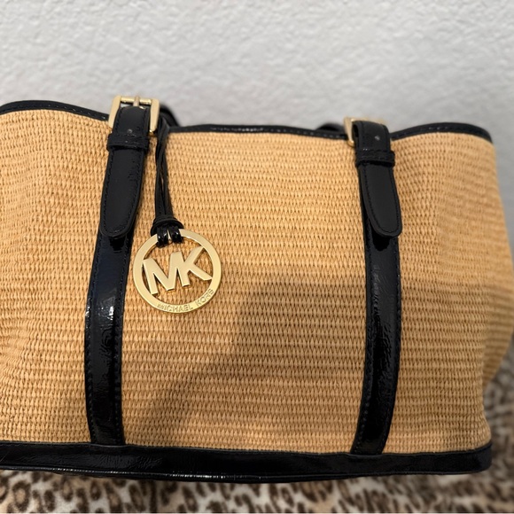 Michael Kors Tan and Black Tote with Elegant Trim - Picture 1 of 5